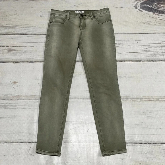 Free People Jeans Skinny Faded Denim Green Size 26 - Picture 3 of 13